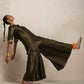 trueBrowns Olive Green Tissue Sharara Set | Swadesiicart