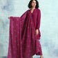 trueBrowns Magenta Printed Velvet Shawl | Swadesiicart