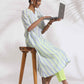 trueBrowns White Cotton Multi Stripe Flared Kurta Set | Swadesiicart