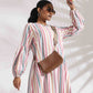trueBrowns Off-White Cotton Multi Stripe Short Dress | Swadesiicart
