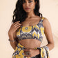 trueBrowns Yellow Muslin Ikat Sleeveless Blouse | Swadesiicart