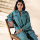 trueBrowns Turquoise Cotton Dobby Shirt Co-ord Set - Swadesiicart