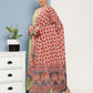 InWeave Women's Light Green Ray Strappy Set With Orange Floral Cotton Dupatta - Swadesiicart
