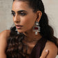 trueBrowns Silver Tone Red Stone Dangle Earrings - Swadesiicart