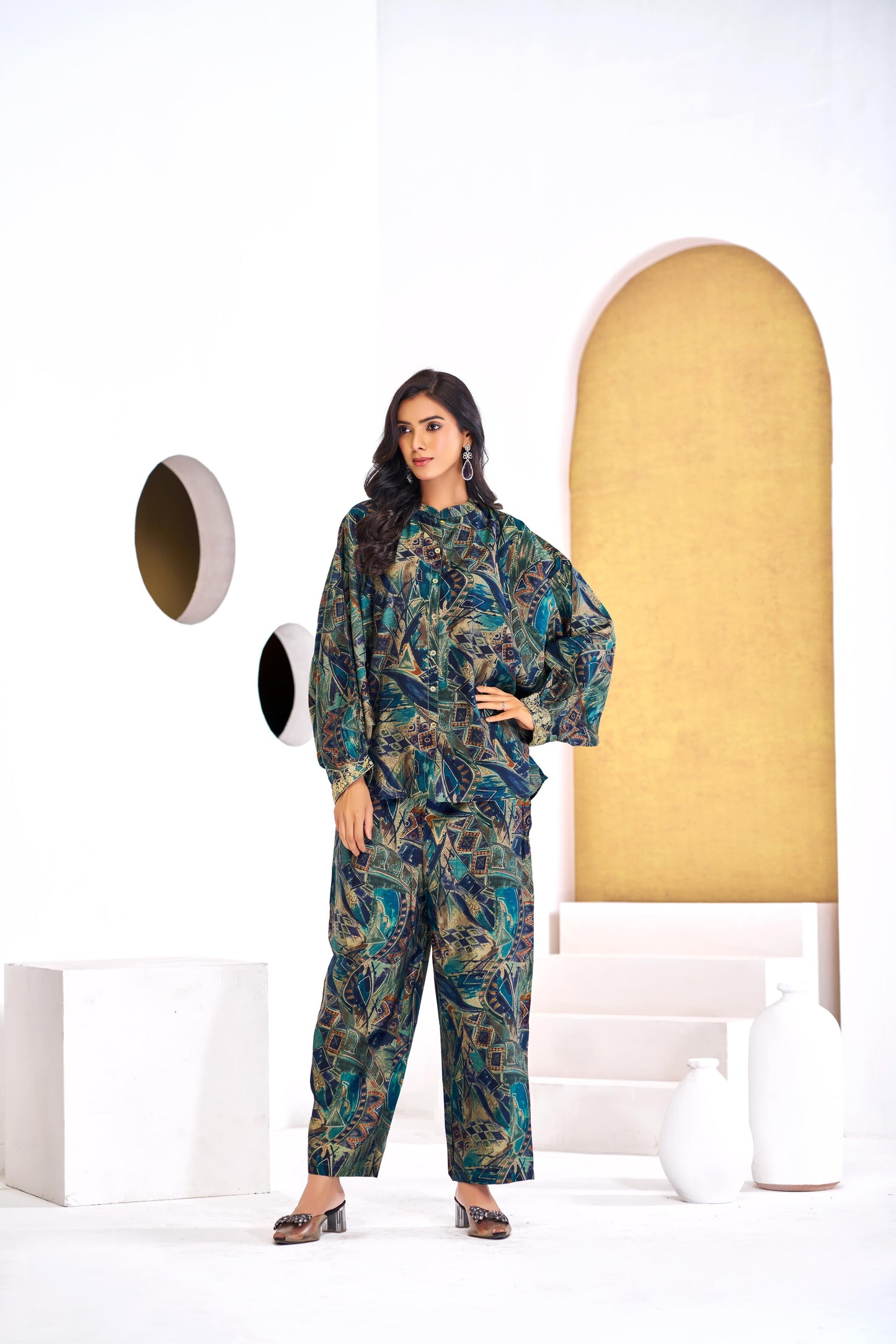 BulBul Mehzabin Teal Co-Ord Set - Swadesiicart