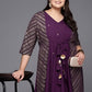 Ahalyaa Plus Size V-neck Maxi Ethnic Dress | Swadesiicart