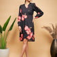 InWeave Women's Black Red Big Flower Belted Dress - Swadesiicart