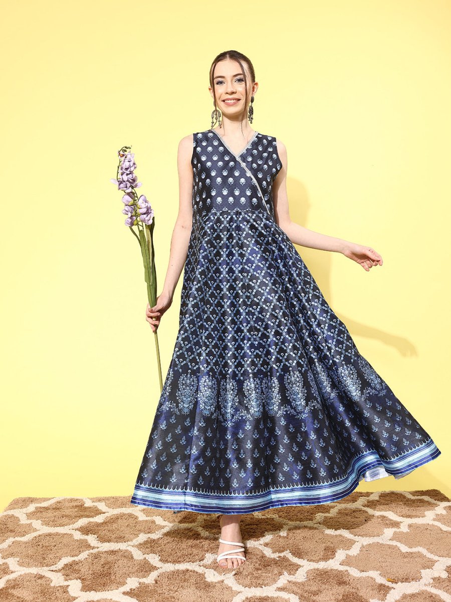 Ahalyaa Floral Printed Maxi Ethnic Dress | Swadesiicart
