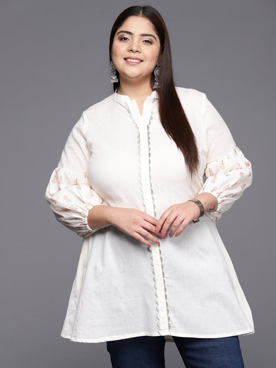 Ahalyaa Mandarin Collar Printed Tunic | Swadesiicart