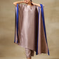 trueBrowns Grey Textured Silk High Low Kaftan Pant Set | Swadesiicart