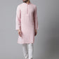 Even Apparels Pink Pure Cotton Kurta With Band Collar | Swadesiicart