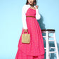InWeave Women's Pink Bandhani Strappy Kurta Set - Swadesiicart