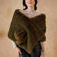 InWeave Women's Mehandi Green Long Faux Fur Cape - Swadesiicart