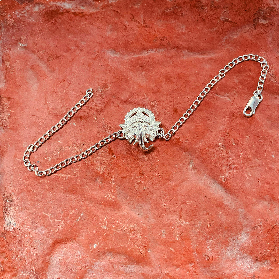 trueBrowns 925 Sterling Silver Ganesh Idol Silver Chain Rakhi | Swadesiicart