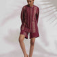 trueBrowns Purple Cotton Print Short Co-ord Set - Swadesiicart