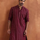 trueBrowns Men's Dark Purple Cotton Dobby Kurta | Swadesiicart