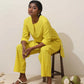trueBrowns Lime Cotton Linen Kurta Co-Ord Set - Swadesiicart