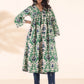 trueBrowns Green Cotton Ikat Flared Kurta Pant Set | Swadesiicart