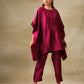 trueBrowns Purple Textured Silk Gathered Kaftan Co-Ord Set - Swadesiicart