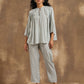 trueBrowns Grey Lehariya Printed Silk Co-Ord Set - Swadesiicart
