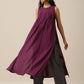 trueBrowns Plum Purple Slub Texture Sleeveless Kurta Pant Set | Swadesiicart