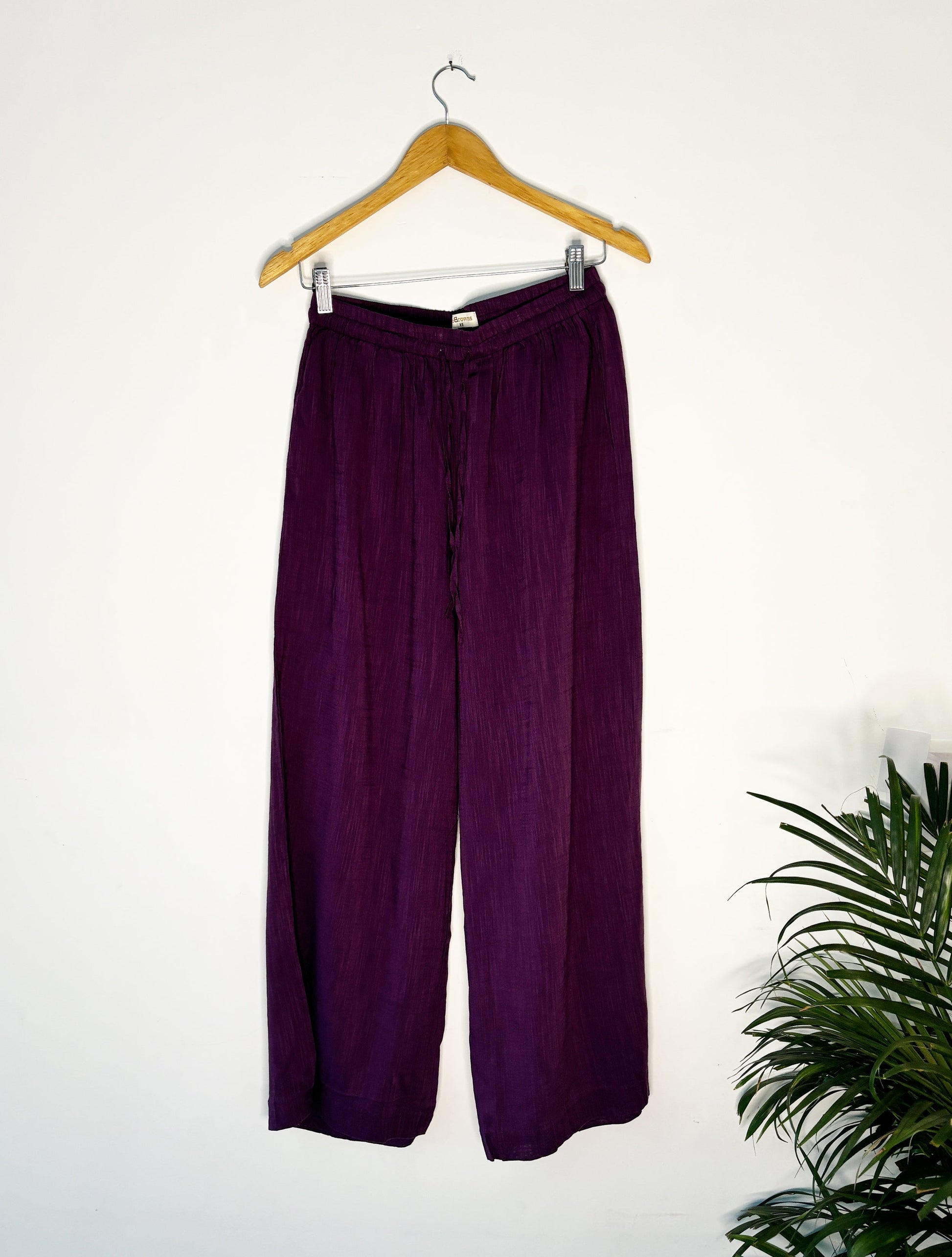 trueBrowns Purple Slub Pant | Swadesiicart