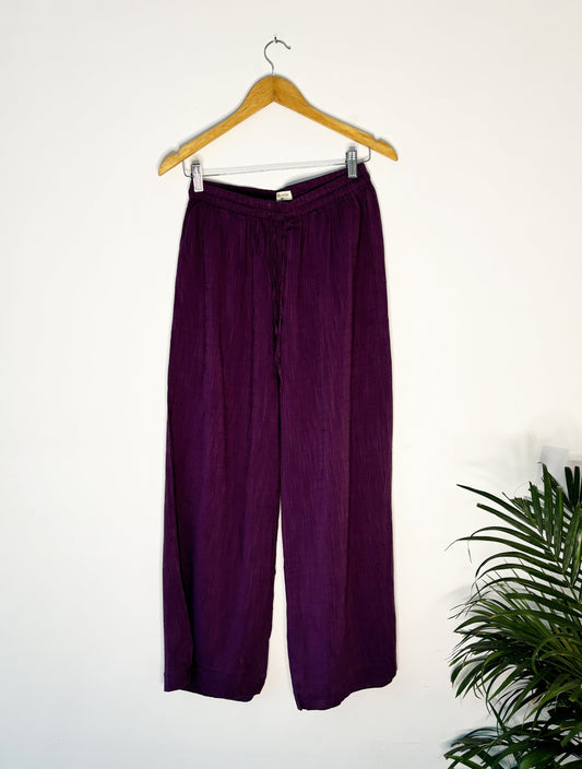 trueBrowns Purple Slub Pant | Swadesiicart