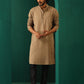 trueBrowns Men's Beige Dobby Textured Kurta | Swadesiicart