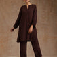 trueBrowns Cola Brown Modal Satin Relax Co-ord Set - Swadesiicart