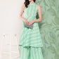 InWeave Women's Teal Kantha Striped Kurta Set - Swadesiicart