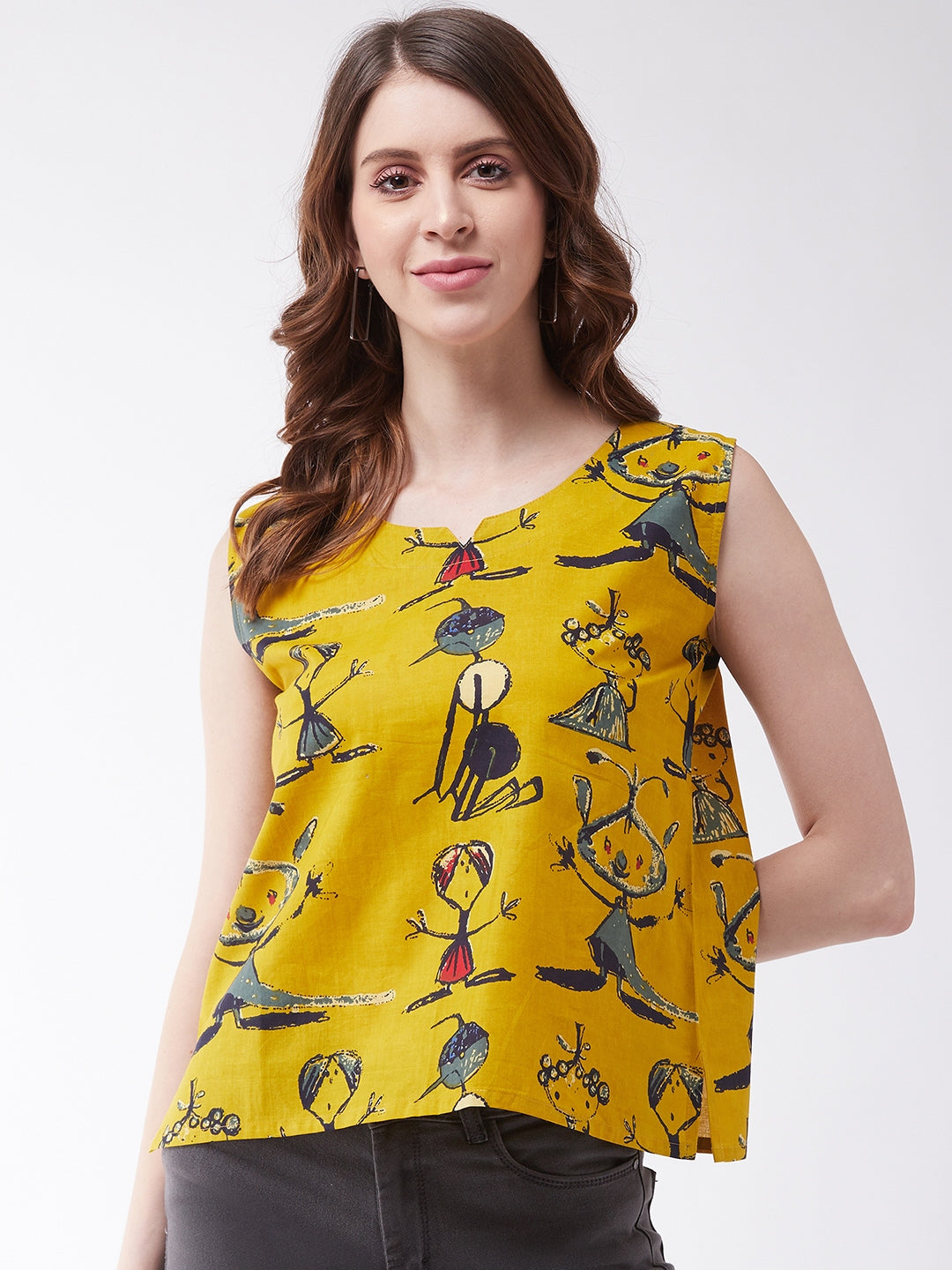 InWeave Quirky Sleeveless Top - Swadesiicart