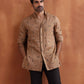 trueBrowns Men's Brown Printed Short Kurta | Swadesiicart