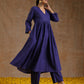 trueBrowns Spectrum Blue Gold Cotton Kalidar Kurta Set | Swadesiicart
