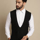 Even Apparels Men's Black Double Breast Waistcoat | Swadesiicart
