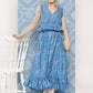 InWeave Women's Sapphire Blue Floral Paisley Print Long Frill Dress - Swadesiicart
