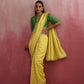 trueBrowns Lime Muslin Silk Saree | Swadesiicart