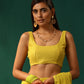 trueBrowns Lime Cotton Gold Lurex Scoop Neck Sleeveless Blouse | Swadesiicart