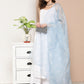 InWeave Women's Cream Strappy With Blue White Chintz Organza Dupatta - Swadesiicart