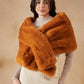 InWeave Women's Carrot Orange Long Faux Fur Cape - Swadesiicart