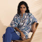 trueBrowns Blue Cotton Ikat Kaftan Co-ord Set - Swadesiicart