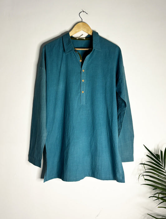 trueBrowns Blue Slub Men's Shirt | Swadesiicart