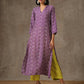 trueBrowns Purple White Lehariya Printed Silk kurta Pant Set | Swadesiicart