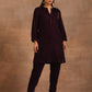 trueBrowns Wine Velvet Solid Co-ord Set - Swadesiicart