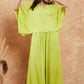 InWeave Women's Lime Green Solid Collar Neck Boho Top Bottom Set - Swadesiicart