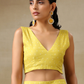 trueBrowns Lime Green Bandhani Printed Silk Sleeveless Blouse | Swadesiicart