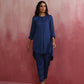 trueBrowns Blue Modal High Low Kurta Co-ord Set - Swadesiicart
