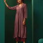 trueBrowns Light Mauve Silk Front Pleat Kurta Pant Set | Swadesiicart