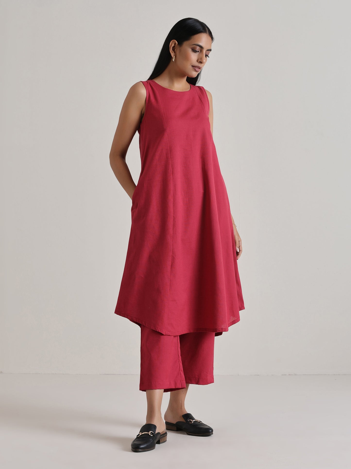 trueBrowns Honey Red Panelled Co-ord Set - Swadesiicart