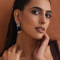 trueBrowns Silver Tone Turquise Stone Earrings - Swadesiicart