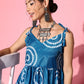 InWeave Women's Blue Bandhani Motif Shoulder Tie Up Kurta Set - Swadesiicart